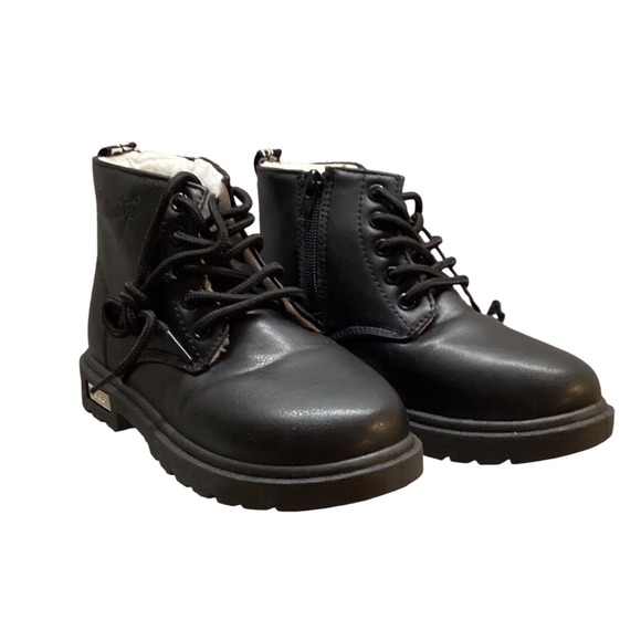 Dacia Other - Kids Black Lace Up Side Zip Faux‎ Leather Winter Boots
